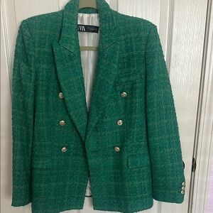 Green Double-Breasted Blazer